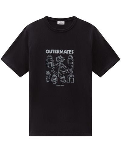 Woolrich Logo-print Organic Cotton T-shirt - Black