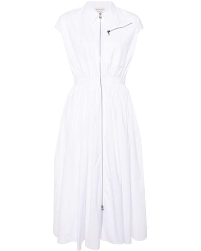 Alexander McQueen Hemdkleid mit tiefen Schultern - Weiß