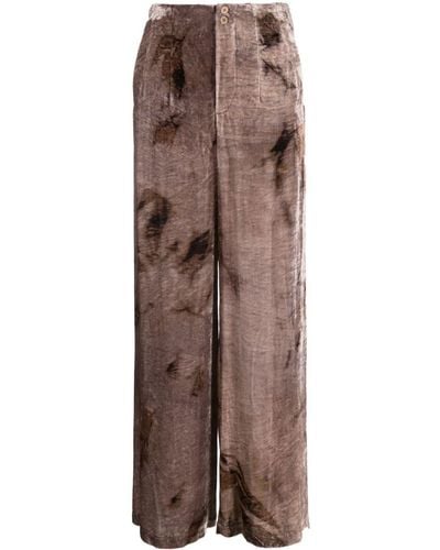 Gentry Portofino Wide-leg Velvet Trousers - Brown