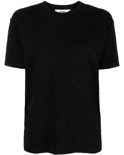 Fendi T-shirt Met Ff Patroon - Zwart