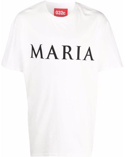 032c Maria Slogan-print Organic Cotton T-shirt - White