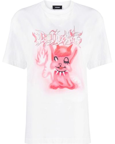 we11done Monster-print Cotton T-shirt - Pink