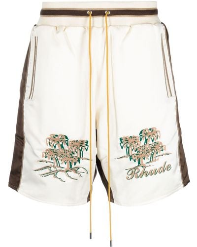 Rhude Souvenier Drawstring Satin Shorts - Natural
