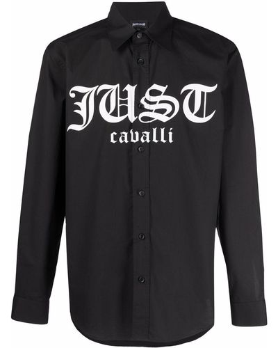 Just Cavalli Logo Print Long-sleeved Shirt - Black