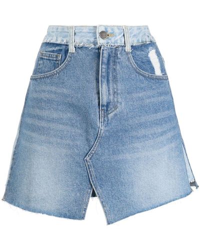 SJYP Contrast-waist Denim Skirt - Blue