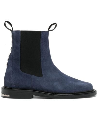 Toga Virilis Stud-embellished Suede Ankle Boots - Blue