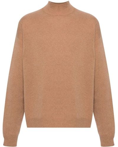 Balenciaga Gerippter Pullover mit Stehkragen - Braun