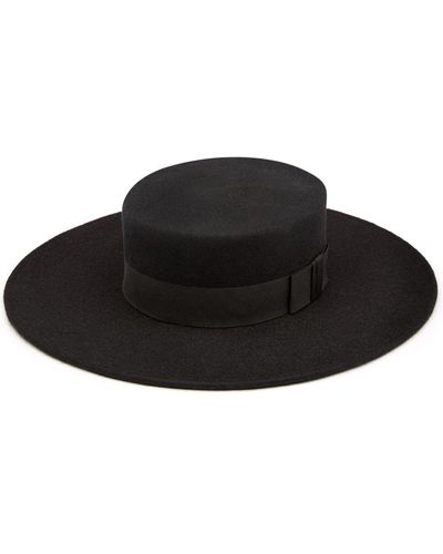 Nina Ricci Bow-embellished Boater Hat - Black