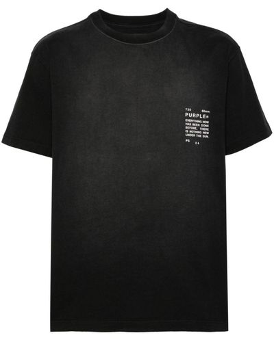 Purple Brand Slogan-print Cotton T-shirt - Black