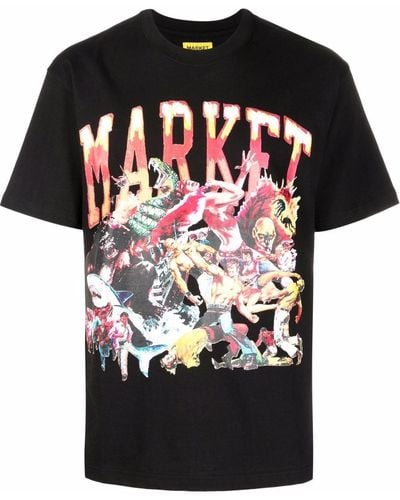 Market T-shirt Met Logoprint - Zwart