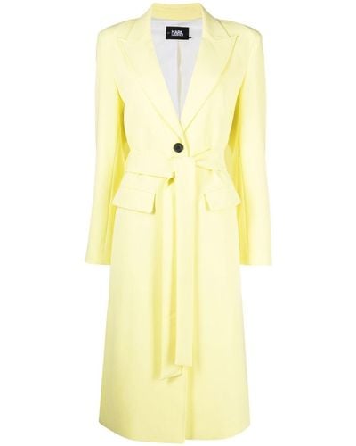Karl Lagerfeld Tailored Belted Coat - Yellow