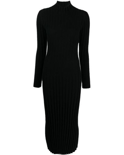 N.Peal Cashmere Ribbed-knit Organic Cashmere Dress - Black