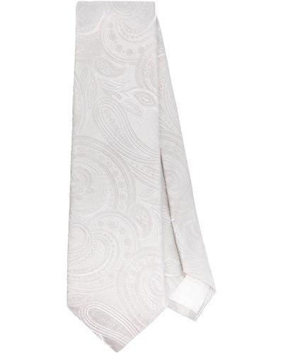 Tagliatore Cravate en soie à imprimé cachemire - Blanc