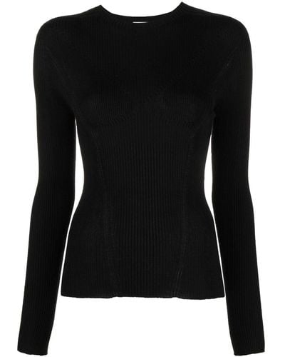 Lanvin Long-sleeve Ribbed-knit Top - Black