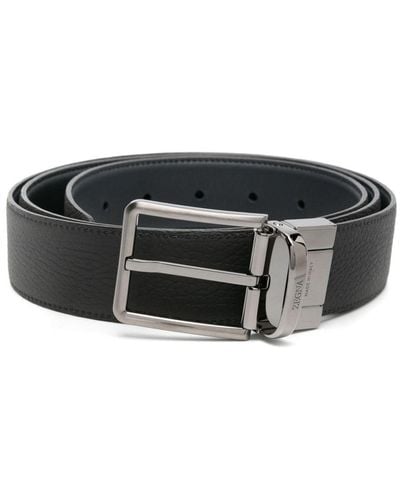 Zegna Reversible Leather Belt - Black