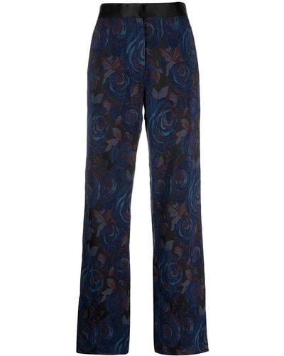 Rosetta Getty Pantaloni a fiori Tuxedo - Blu