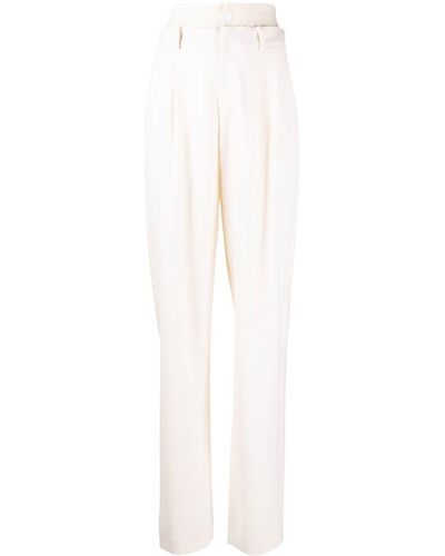 Monse Pantalones rectos con doble cintura - Blanco