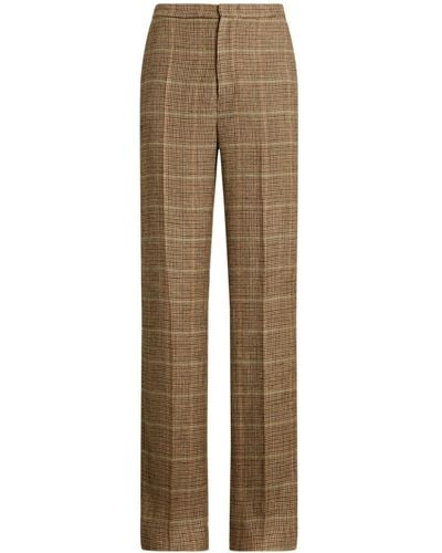 Polo Ralph Lauren Plaid Straight-leg Pants - Natural
