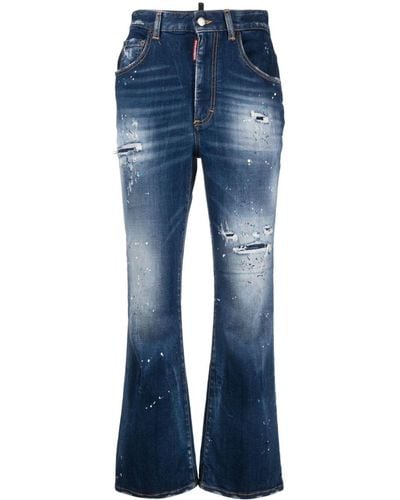 DSquared² Ripped-detail Flared Jeans - Blue