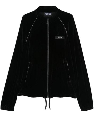 Versace Logo-appliqué Velour Jacket - Black