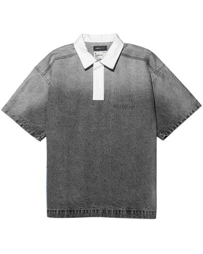 Purple Brand Logo-embossed Cotton Polo Shirt - Gray