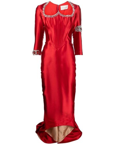Cristina Savulescu Vestido de fiesta con detalles de cristal - Rojo