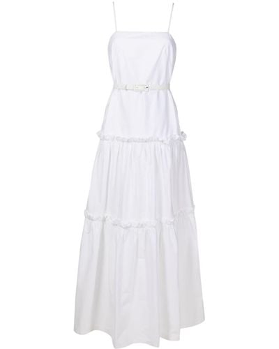 Adriana Degreas Ruffled-trim Tiered Maxi Dress - White