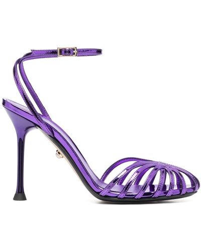 ALEVI Leather Buckled Sandals. - Purple