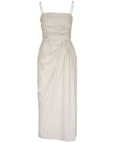 Adam Lippes Striped Gathered Dress - White