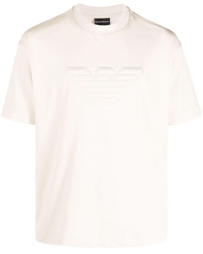 Emporio Armani T-shirt en coton à logo embossé - Blanc