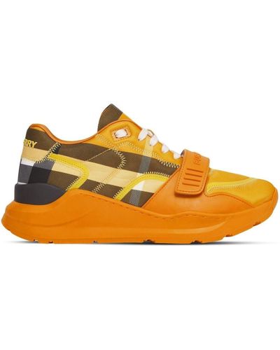 Burberry Check-print Low-top Sneakers - Orange