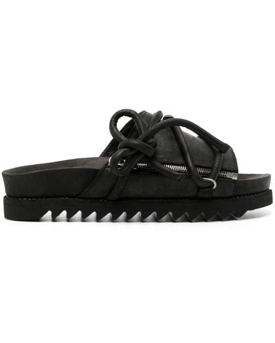 Guidi Lace-up Leather Sandals - Black