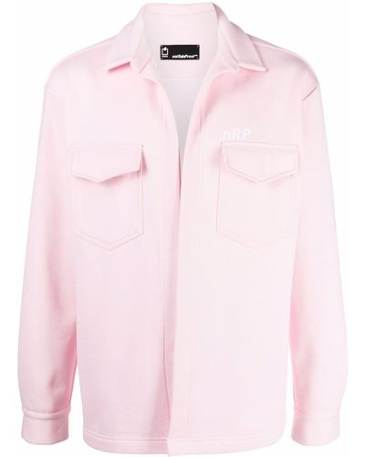 Styland Collared Shirt Jacket - Pink
