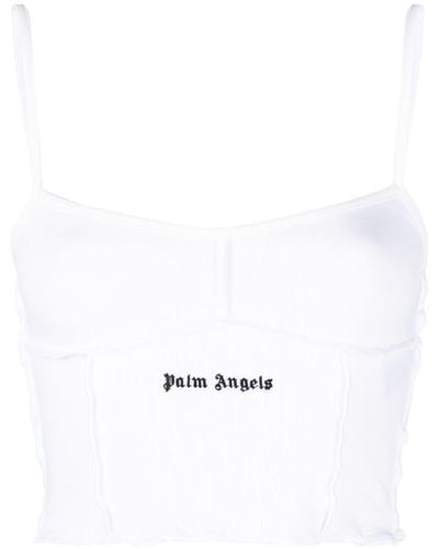Palm Angels Top en jersey de algodon con logo - Blanco