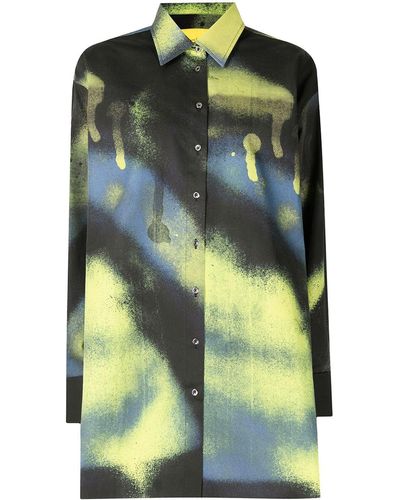 Marques'Almeida Oversized-Hemd mit Print - Grün