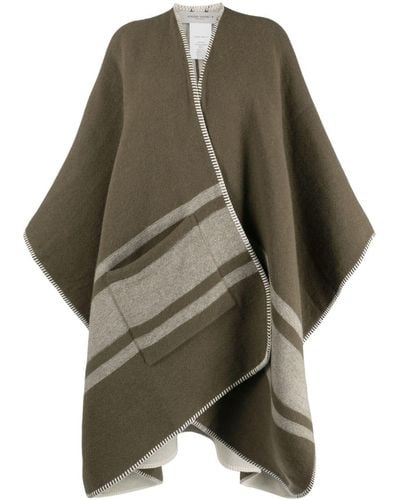 Golden Goose Striped Batwing-sleeve Felted Cape - Green