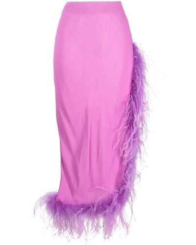 GIUSEPPE DI MORABITO Feather-detail Midi Skirt - Pink