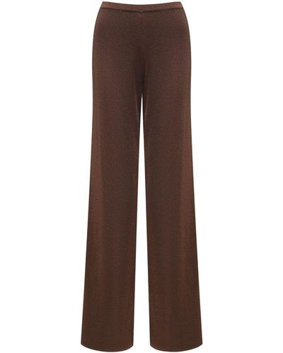 12 STOREEZ Lurex-detail Wide-leg Trousers - Brown