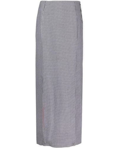 Thom Browne Houndstooth-pattern Wool Maxi Skirt - Grey