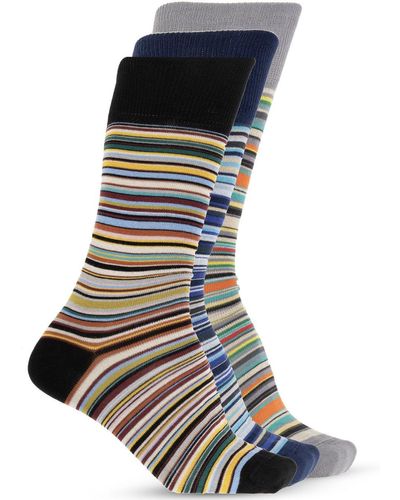 Paul Smith Striped Three-pair Socks Set - Black