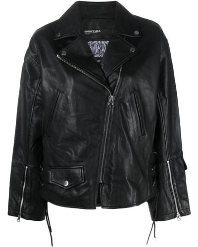 Bimba Y Lola Leather Biker Jacket - Black