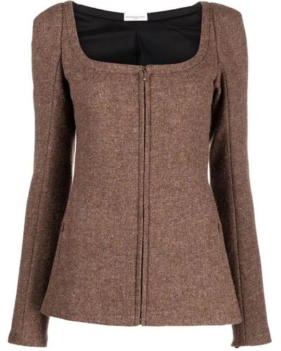 Veronique Leroy Square-neck Fitted Jacket - Brown