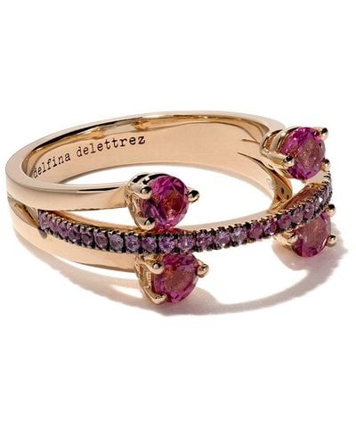 Delfina Delettrez 18kt Rose Gold, Tourmaline And Sapphire Linked Dots Ring - Multicolor