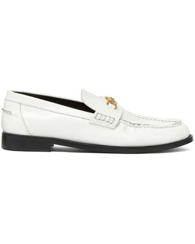 Versace Medusa-plaque Leather Loafers - White