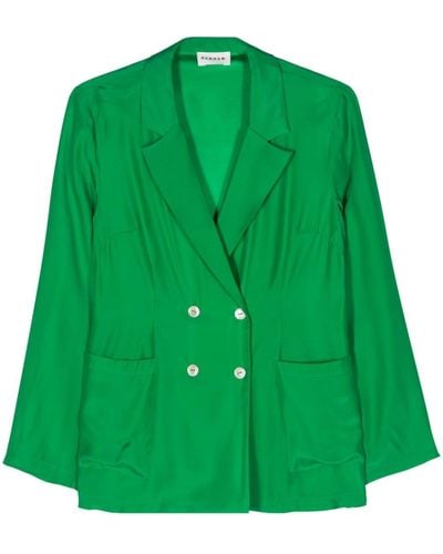 P.A.R.O.S.H. Double-breasted Silk Blazer - Green