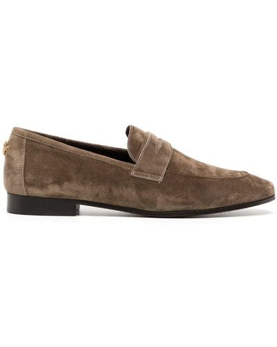 Bougeotte Almond-toe Suede Penny Loafers - Brown