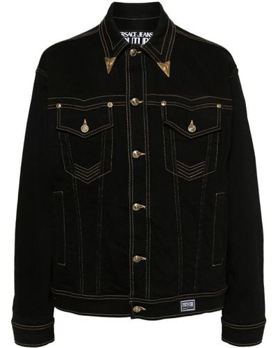 Versace Jeans Couture V-emblem デニムジャケット - ブラック