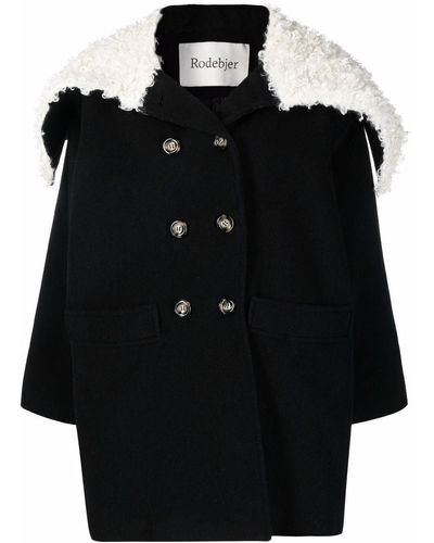 Rodebjer Double-breasted Wool Coat - Black