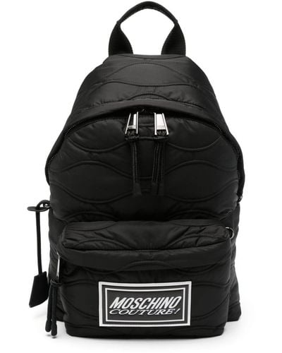 Moschino Logo-patch Quilted Backpack - Black