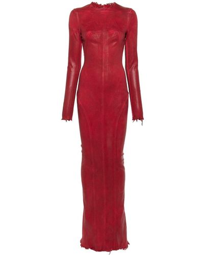 Rick Owens Denim Long Dress - Red